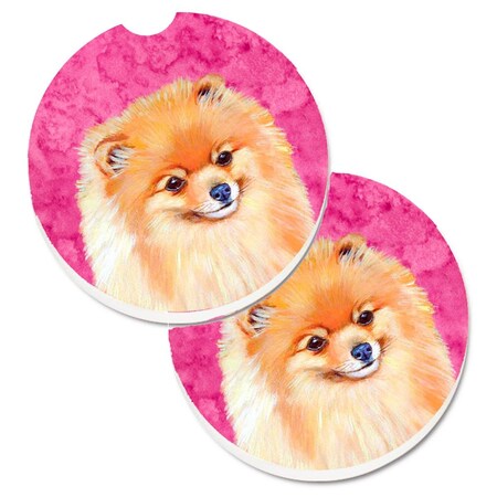 Carolines Treasures Pink Pomeranian  Cup Holder Car Coaster, PK2 LH9395PKCARC